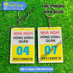 Thẻ Số Phòng Nhà Nghỉ Mica - In Kỹ Thuật Số Sắc Nét, Bền Màu, Gia Công Theo Kích Thước Yêu Cầu