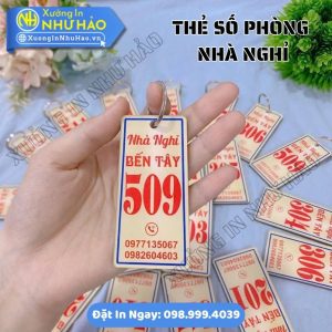 Thẻ Số Phòng Nhà Nghỉ Mica - In Kỹ Thuật Số Sắc Nét, Bền Màu, Gia Công Theo Kích Thước Yêu Cầu