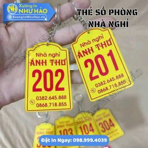 Thẻ Số Phòng Nhà Nghỉ Mica - In Kỹ Thuật Số Sắc Nét, Bền Màu, Gia Công Theo Kích Thước Yêu Cầu