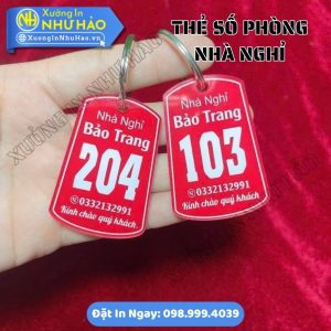 Thẻ Số Phòng Nhà Nghỉ Mica - In Kỹ Thuật Số Sắc Nét, Bền Màu, Gia Công Theo Kích Thước Yêu Cầu
