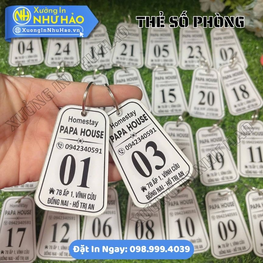 thẻ số phòng villa (5) Thẻ Số Phòng Villa Mica – Mẫu Đẹp, Sang Trọng, Khắc Số Phòng Theo Yêu Cầu