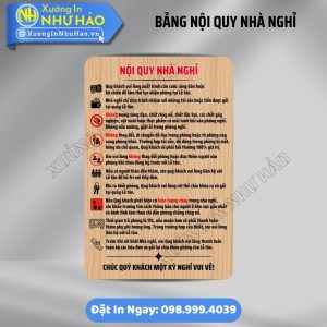 Xưởng Làm Bảng Nội Quy Nhà Nghỉ Giá Rẻ, Uy Tín | Wording Lịch Sự, Khung Nhôm/Mica Độ Bền Cao. Tư Vấn Kích Thước Chuẩn & Giao Hàng Hỏa Tốc