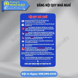 Xưởng Làm Bảng Nội Quy Nhà Nghỉ Giá Rẻ, Uy Tín | Wording Lịch Sự, Khung Nhôm/Mica Độ Bền Cao. Tư Vấn Kích Thước Chuẩn & Giao Hàng Hỏa Tốc