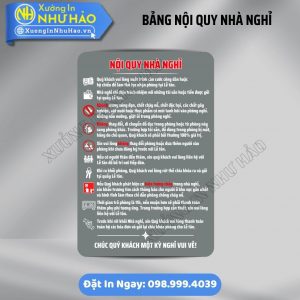 Xưởng Làm Bảng Nội Quy Nhà Nghỉ Giá Rẻ, Uy Tín | Wording Lịch Sự, Khung Nhôm/Mica Độ Bền Cao. Tư Vấn Kích Thước Chuẩn & Giao Hàng Hỏa Tốc