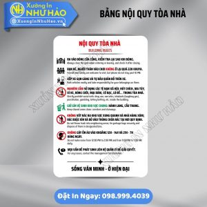 Bảng Nội Quy Tòa Nhà, Chung Cư Chuẩn An Ninh, PCCC | Gia Công Biển Alu Nhôm Cao Cấp. Xưởng Sản Xuất Trực Tiếp, Chiết Khấu Cao