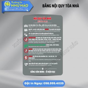 Bảng Nội Quy Tòa Nhà, Chung Cư Chuẩn An Ninh, PCCC | Gia Công Biển Alu Nhôm Cao Cấp. Xưởng Sản Xuất Trực Tiếp, Chiết Khấu Cao