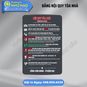 Bảng Nội Quy Tòa Nhà, Chung Cư Chuẩn An Ninh, PCCC | Gia Công Biển Alu Nhôm Cao Cấp. Xưởng Sản Xuất Trực Tiếp, Chiết Khấu Cao