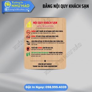 Bảng Nội Quy Khách Sạn, Homestay Chuẩn 5 Sao (Anh - Việt) | Gia Công Alu, Mica Kẹp Tường Sang Trọng. Liên Hệ Xưởng Nhận Ưu Đãi Ngay