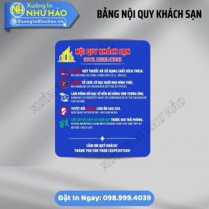 Bảng Nội Quy Khách Sạn, Homestay Chuẩn 5 Sao (Anh - Việt) | Gia Công Alu, Mica Kẹp Tường Sang Trọng. Liên Hệ Xưởng Nhận Ưu Đãi Ngay