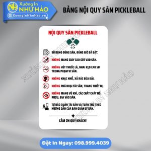 Độc Quyền Bảng Nội Quy Sân Pickleball Thể Thao Năng Động | Chất Liệu Alu Ngoài Trời Bền Bỉ, Không Phai Màu. Nhận Thiết Kế Theo Yêu Cầu, Giao Hàng Hỏa Tốc