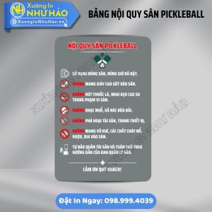 Độc Quyền Bảng Nội Quy Sân Pickleball Thể Thao Năng Động | Chất Liệu Alu Ngoài Trời Bền Bỉ, Không Phai Màu. Nhận Thiết Kế Theo Yêu Cầu, Giao Hàng Hỏa Tốc