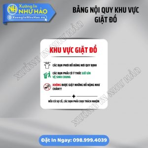 Đặt Làm Bảng Nội Quy Khu Vực Giặt Đồ Đẹp, Dễ Hiểu | Giải Pháp Quản Lý Hiệu Quả Cho Tiệm Giặt Sấy, Homestay. Thiết Kế Miễn Phí, Giao Hàng Hỏa Tốc
