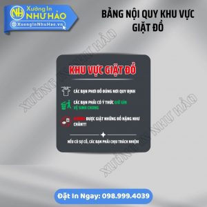 Đặt Làm Bảng Nội Quy Khu Vực Giặt Đồ Đẹp, Dễ Hiểu | Giải Pháp Quản Lý Hiệu Quả Cho Tiệm Giặt Sấy, Homestay. Thiết Kế Miễn Phí, Giao Hàng Hỏa Tốc