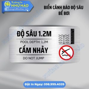 Biển Cảnh Báo Độ Sâu Bể Bơi Tiêu Chuẩn - Mica Alu Theo Yêu Cầu Giá Rẻ