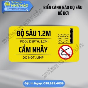 Biển Cảnh Báo Độ Sâu Bể Bơi Tiêu Chuẩn - Mica Alu Theo Yêu Cầu Giá Rẻ