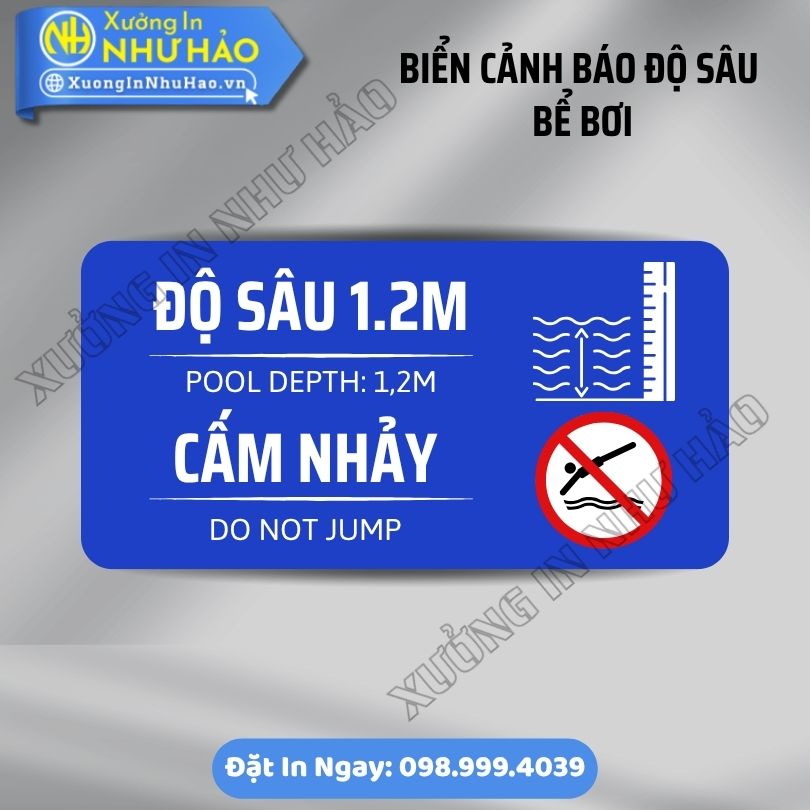 Biển Cảnh Báo Độ Sâu Bể Bơi Tiêu Chuẩn