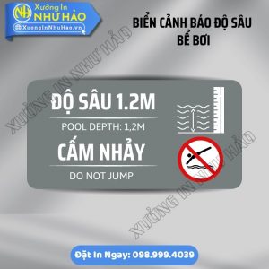 Biển Cảnh Báo Độ Sâu Bể Bơi Tiêu Chuẩn - Mica Alu Theo Yêu Cầu Giá Rẻ