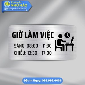 Biển Giờ Làm Việc/ Giờ Mở Cửa - Biển Phòng Ban Chất Liệu ALu Mica Phù Hợp Văn Phòng, Nhà Máy, Xưởng Sản Xuất