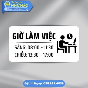 Biển Giờ Làm Việc/ Giờ Mở Cửa - Biển Phòng Ban Chất Liệu ALu Mica Phù Hợp Văn Phòng, Nhà Máy, Xưởng Sản Xuất