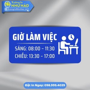 Biển Giờ Làm Việc/ Giờ Mở Cửa - Biển Phòng Ban Chất Liệu ALu Mica Phù Hợp Văn Phòng, Nhà Máy, Xưởng Sản Xuất