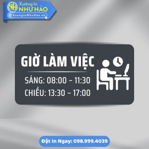 Biển Giờ Làm Việc/ Giờ Mở Cửa - Biển Phòng Ban Chất Liệu ALu Mica Phù Hợp Văn Phòng, Nhà Máy, Xưởng Sản Xuất