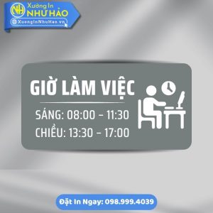 Biển Giờ Làm Việc/ Giờ Mở Cửa - Biển Phòng Ban Chất Liệu ALu Mica Phù Hợp Văn Phòng, Nhà Máy, Xưởng Sản Xuất