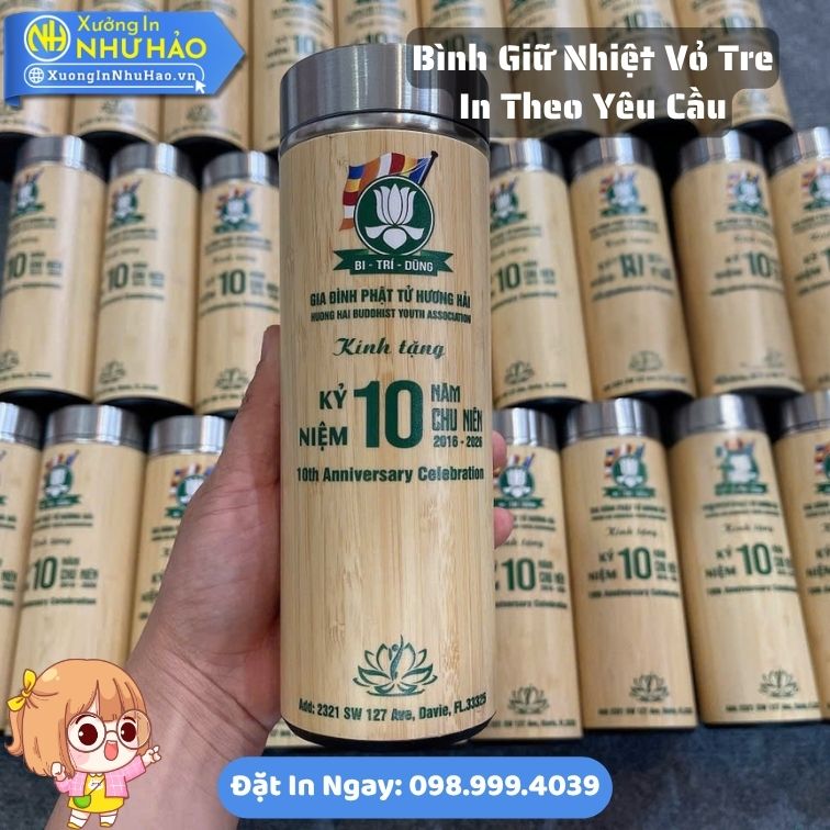 Bình Giữ Nhiệt Vỏ Tre In Theo Yêu Cầu