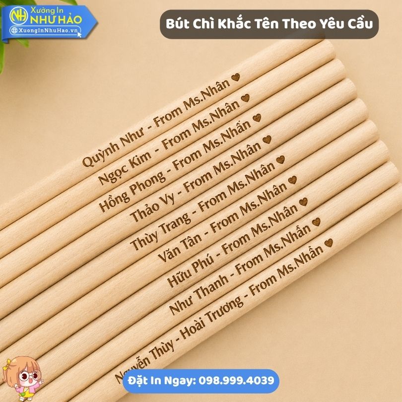 But Chi Khac Ten Theo Yeu Cau 3 Bút Chì Khắc Tên Theo Yêu Cầu - Làm Quà Tặng Doanh Nghiệp Và Học Sinh Giá Tốt Tại Xưởng Như Hảo