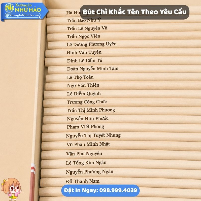 But Chi Khac Ten Theo Yeu Cau 5 Bút Chì Khắc Tên Theo Yêu Cầu - Làm Quà Tặng Doanh Nghiệp Và Học Sinh Giá Tốt Tại Xưởng Như Hảo