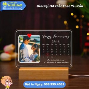 Đèn Ngủ 3d Khắc Theo Yêu Cầu Khắc Hình Chân Dung Ngày Kỷ Niệm Theo Yêu Cầu Đế Gỗ Led
