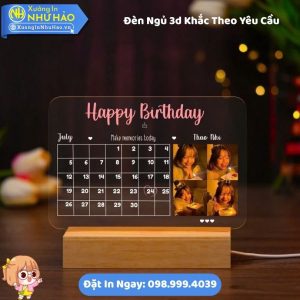 Đèn Ngủ 3d Khắc Theo Yêu Cầu Khắc Hình Chân Dung Ngày Kỷ Niệm Theo Yêu Cầu Đế Gỗ Led