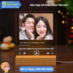 Đèn Ngủ 3d Khắc Theo Yêu Cầu Khắc Hình Chân Dung Ngày Kỷ Niệm Theo Yêu Cầu Đế Gỗ Led