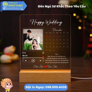 Đèn Ngủ 3d Khắc Theo Yêu Cầu Khắc Hình Chân Dung Ngày Kỷ Niệm Theo Yêu Cầu Đế Gỗ Led