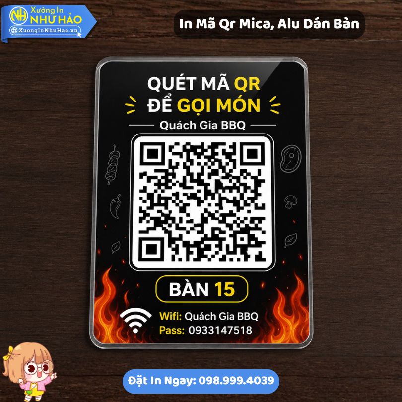 In Ma Qr Mica, Alu Dan Ban 2 In Mã QR Mica Dán Bàn Theo Yêu Cầu Tại Xưởng Như Hảo Chất Lượng Cao Giá Tốt