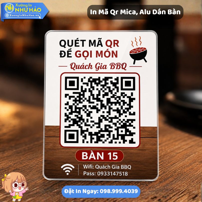 In Ma Qr Mica, Alu Dan Ban 3 In Mã QR Mica Dán Bàn Theo Yêu Cầu Tại Xưởng Như Hảo Chất Lượng Cao Giá Tốt