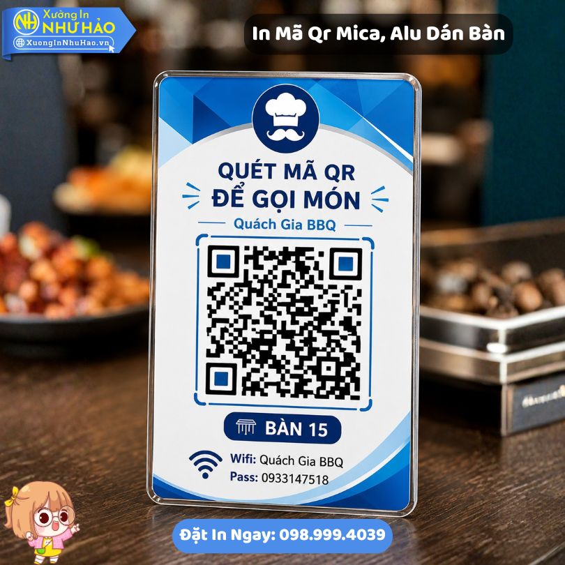 In Ma Qr Mica, Alu Dan Ban 6 In Mã QR Mica Dán Bàn Theo Yêu Cầu Tại Xưởng Như Hảo Chất Lượng Cao Giá Tốt