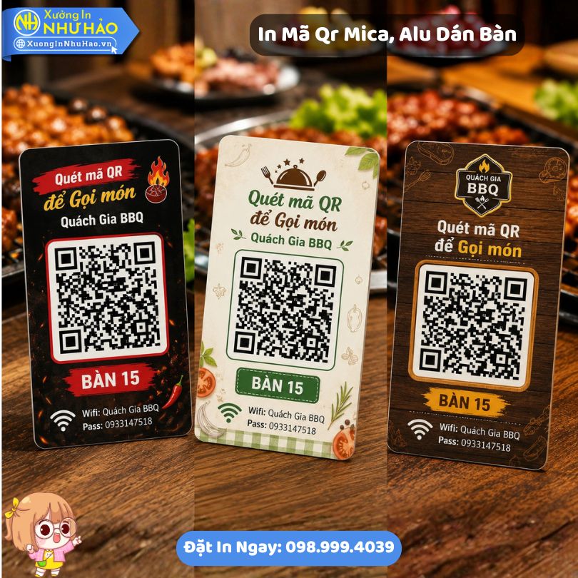 In Mã QR Mica Dán Bàn
