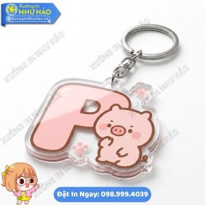 In Móc Khóa Chữ Cái Heo Hồng Dễ Thương Theo Yêu Cầu Làm Quà Lưu Niệm Độc Đáo - Móc Khóa Mica Trong Suốt