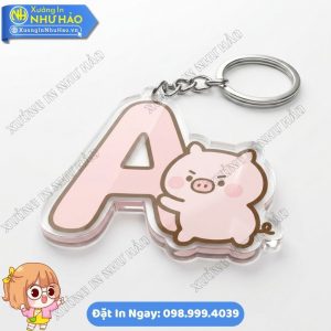 In Móc Khóa Chữ Cái Heo Hồng Dễ Thương Theo Yêu Cầu Làm Quà Lưu Niệm Độc Đáo - Móc Khóa Mica Trong Suốt