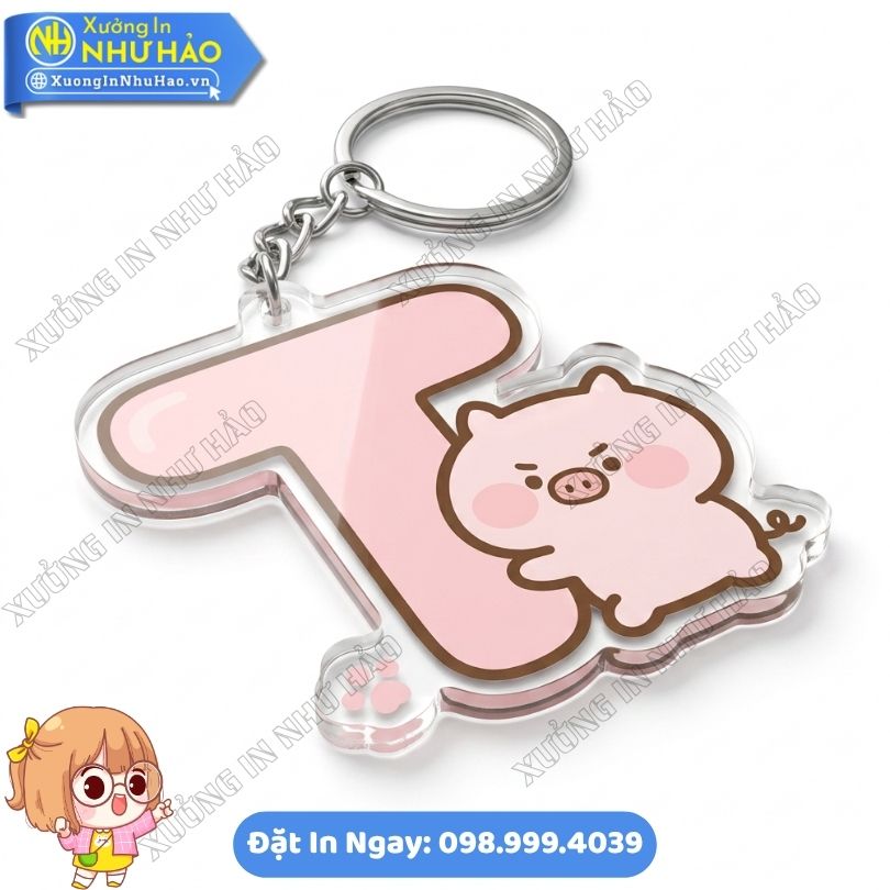 In Móc Khóa Chữ Cái Heo Hồng Dễ Thương Mica trong 2 Mặt (8) In Móc Khóa Chữ Cái Heo Hồng Dễ Thương Theo Yêu Cầu Làm Quà Lưu Niệm Độc Đáo - Móc Khóa Mica Trong Suốt