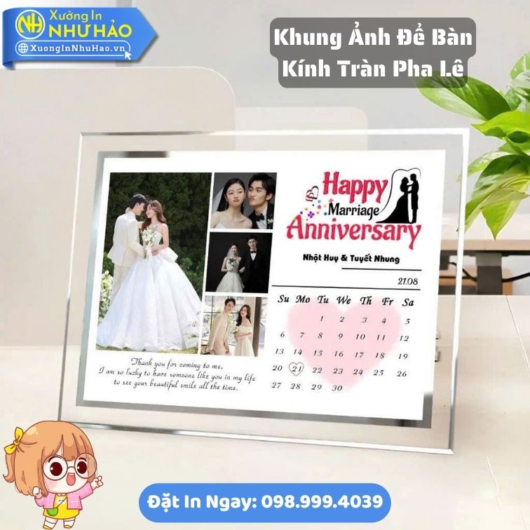 Khung Ảnh Để Bàn Kính Tràn Pha Lê