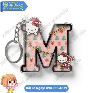 Thiết Kế In Móc Khóa Bảng Chữ Cái Hello Kitty Giáng Sinh May Mắn Theo Yêu Cầu Cho Cá Nhân, Doanh Nghiệp Làm Quà Tặng