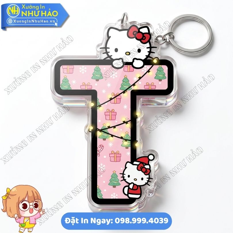 Móc Khóa Bảng Chữ Cái Hello Kitty Giáng Sinh May Mắn (5) Thiết Kế In Móc Khóa Bảng Chữ Cái Hello Kitty Giáng Sinh May Mắn Theo Yêu Cầu Cho Cá Nhân, Doanh Nghiệp Làm Quà Tặng