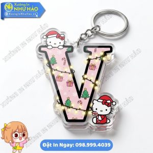 Thiết Kế In Móc Khóa Bảng Chữ Cái Hello Kitty Giáng Sinh May Mắn Theo Yêu Cầu Cho Cá Nhân, Doanh Nghiệp Làm Quà Tặng
