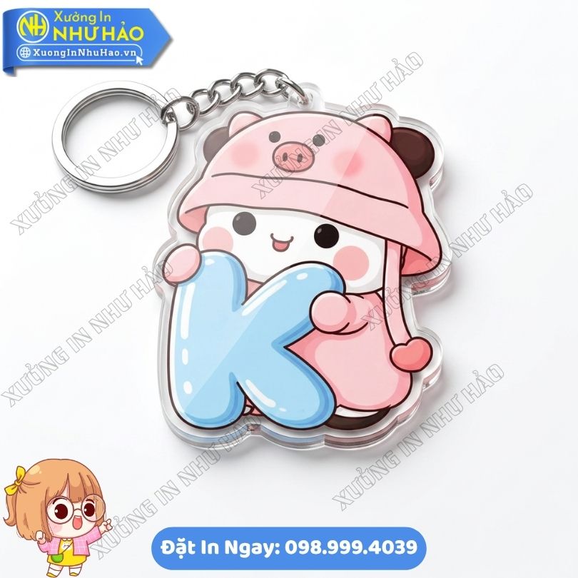 Móc Khoá Chữ Cái Bé Heo Hồng Đội Mũ Cute (5) Nhận In Móc Khoá Chữ Cái Bé Heo Hồng Đội Mũ Cute Theo Yêu Cầu Bền Đẹp Làm Phụ Kiện Treo Balo - Quà Tặng Cá Nhân