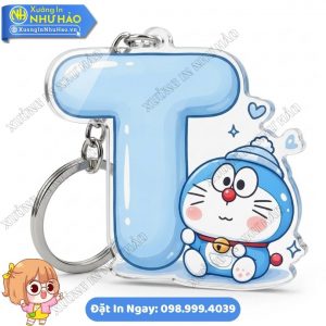 In Móc Khóa Doremon Ôm Chữ Siêu Dễ Thương Theo Yêu Cầu Tại Xưởng In Như Hảo Làm Quà Tặng