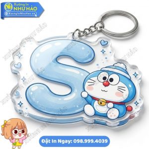 In Móc Khóa Doremon Ôm Chữ Siêu Dễ Thương Theo Yêu Cầu Tại Xưởng In Như Hảo Làm Quà Tặng