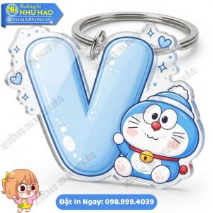 In Móc Khóa Doremon Ôm Chữ Siêu Dễ Thương Theo Yêu Cầu Tại Xưởng In Như Hảo Làm Quà Tặng