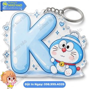 In Móc Khóa Doremon Ôm Chữ Siêu Dễ Thương Theo Yêu Cầu Tại Xưởng In Như Hảo Làm Quà Tặng
