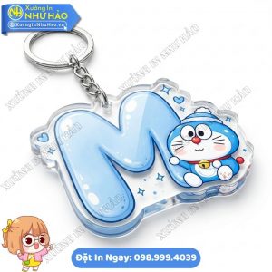 In Móc Khóa Doremon Ôm Chữ Siêu Dễ Thương Theo Yêu Cầu Tại Xưởng In Như Hảo Làm Quà Tặng